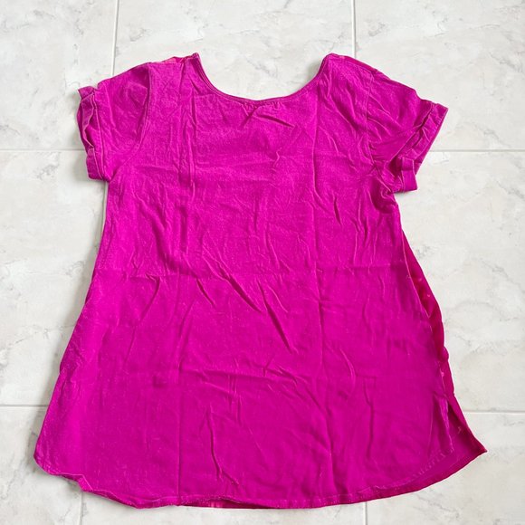 Floral-Patterned Pocket Pink Short Sleeve Tee Shirt Girls Large - Picture 4 of 4